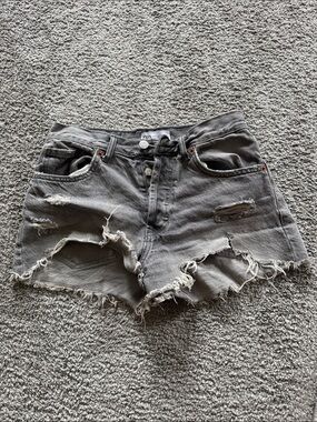 Zara Gray Ripped Denim Cutoff Shorts